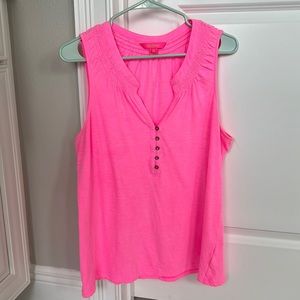 Lilly Pulitzer Hot Pink Button Tank. Size XL.